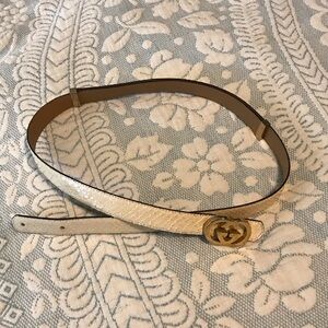 Vintage Elegant White Leather Belt